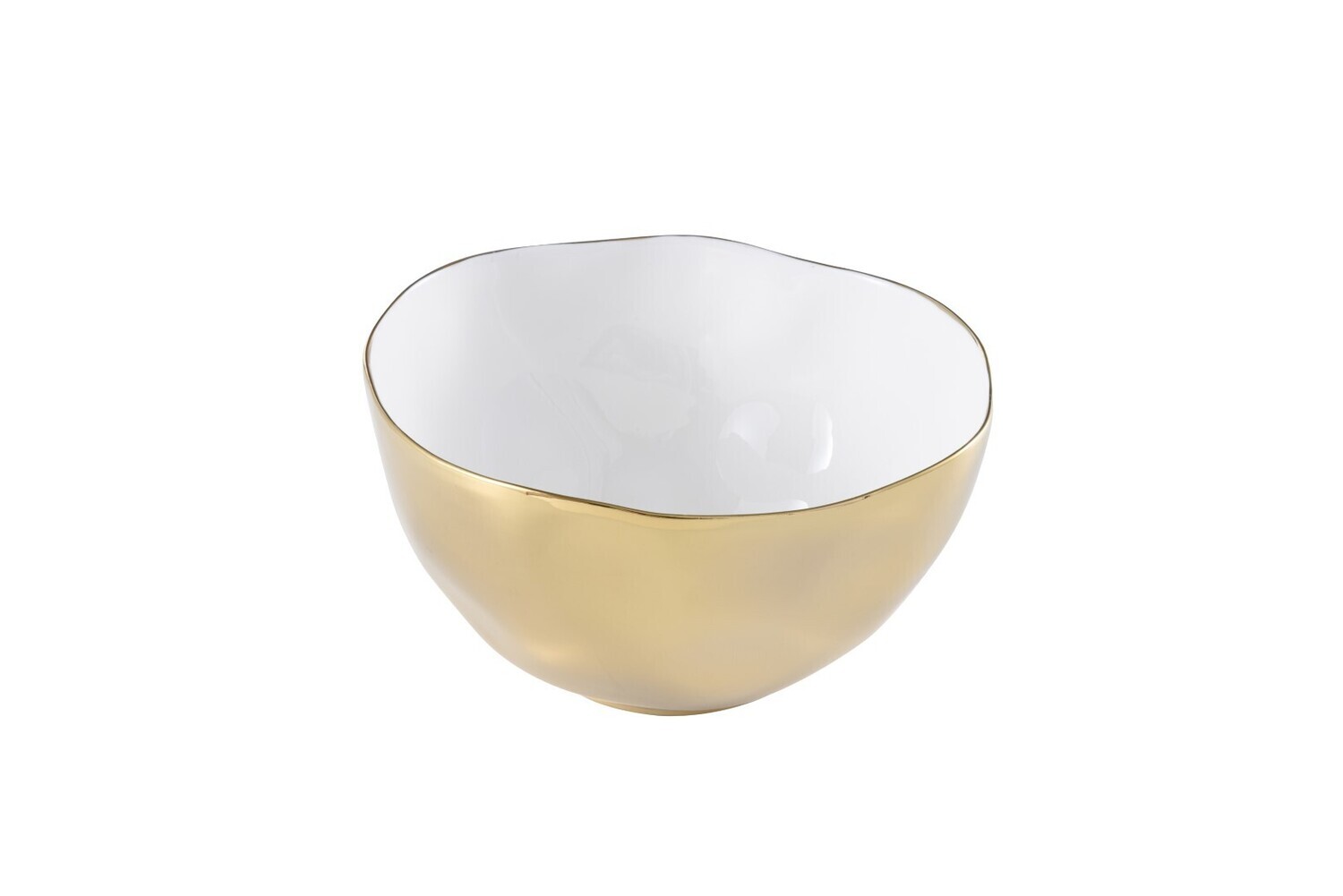 Simple Ceramic White &amp; Gold Large Bowl