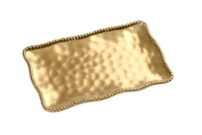 Ceramic Gold Beaded Rectangle Platter