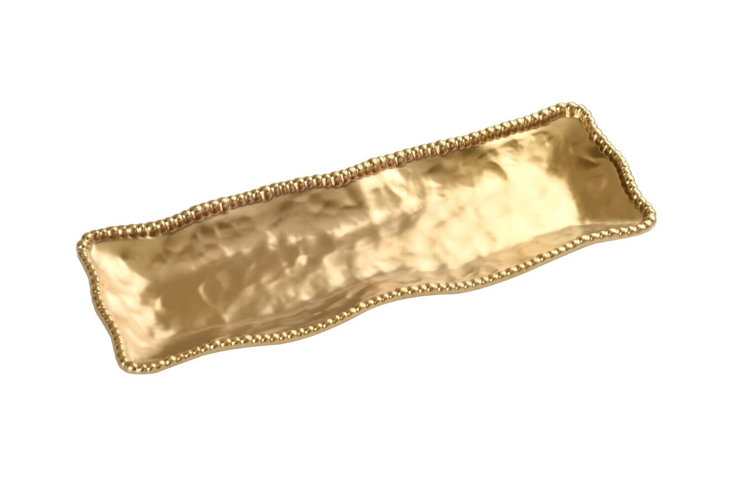 Ceramic Gold Beaded Slim Rectangle Tray