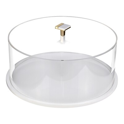 Clear Round Acrylic Cake Dome with Gold Handle