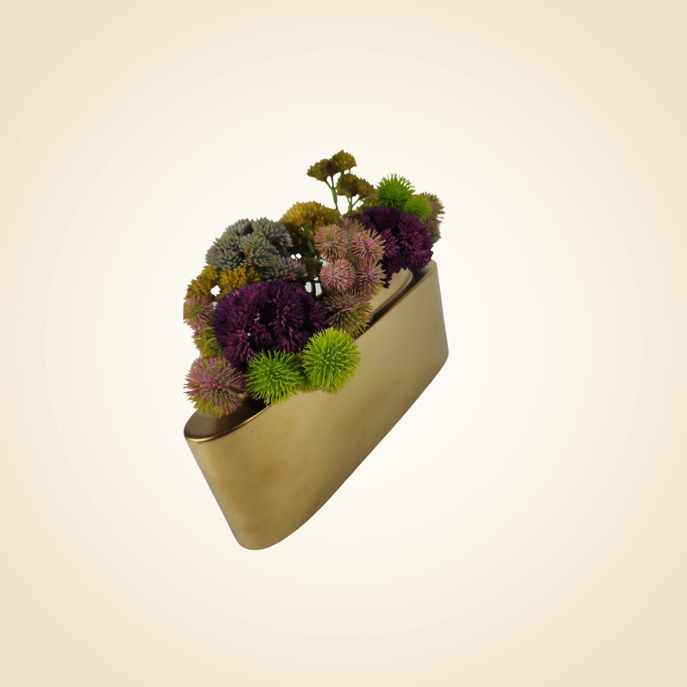 Sleek Planter With Floral Arrangement