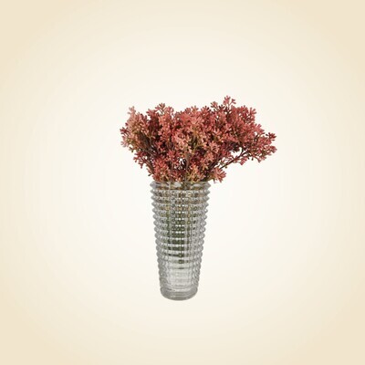 Jewel Clear Glass Vase with Pink Flowers