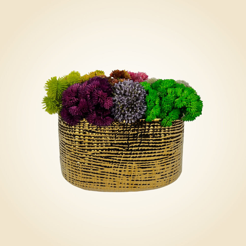 Gold Textured Vase With Florals