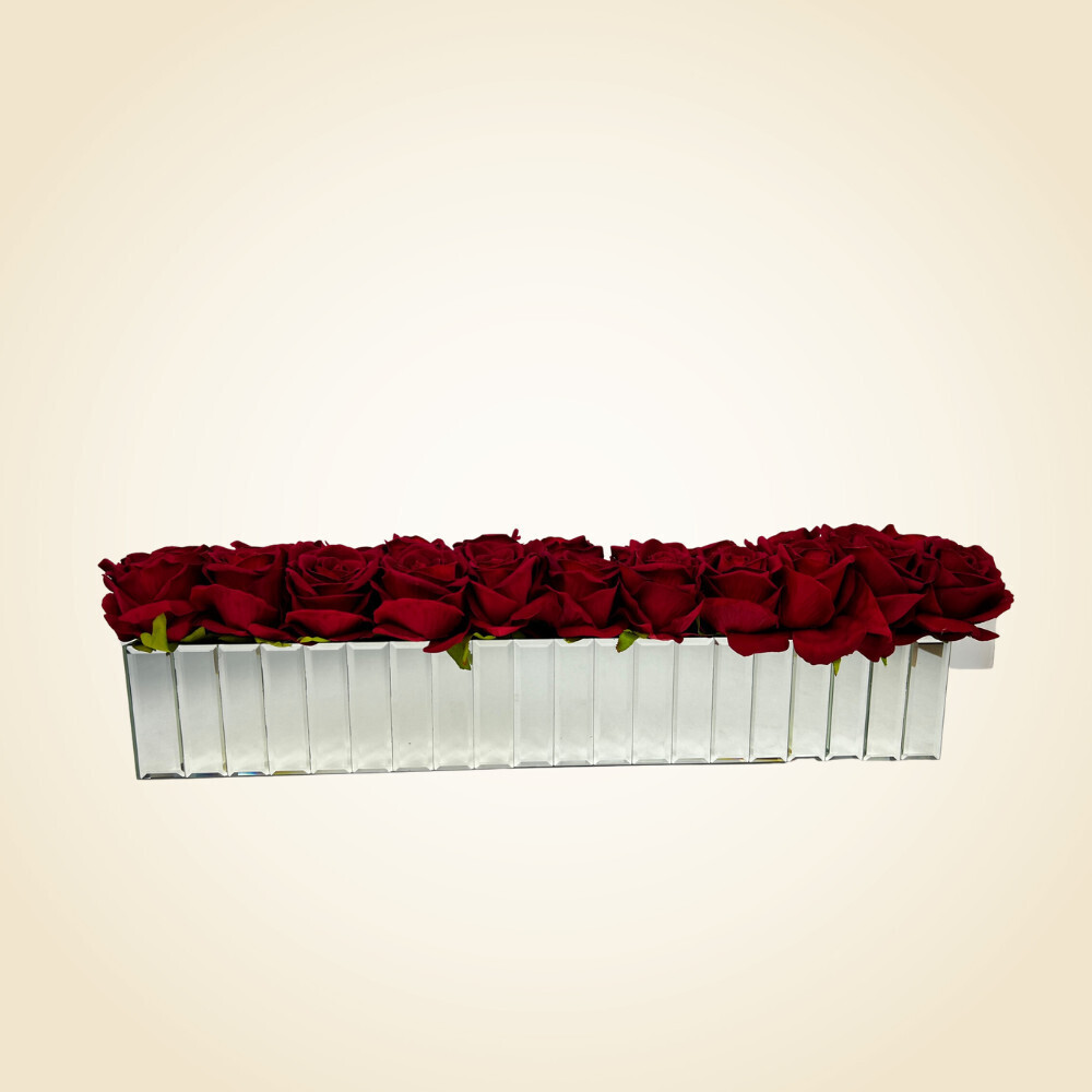 24&quot; Line Mirror Vase with Red Roses