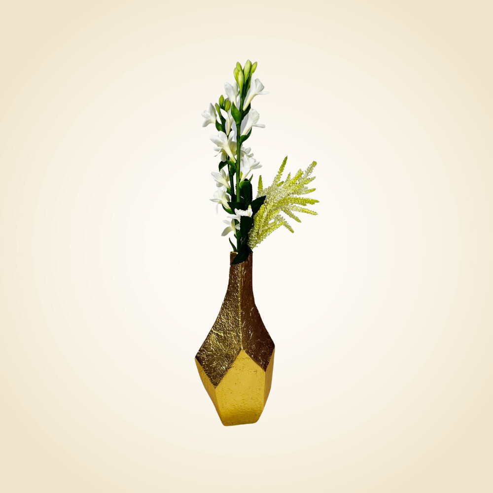 Gold Dimensional Vase with Flowers
