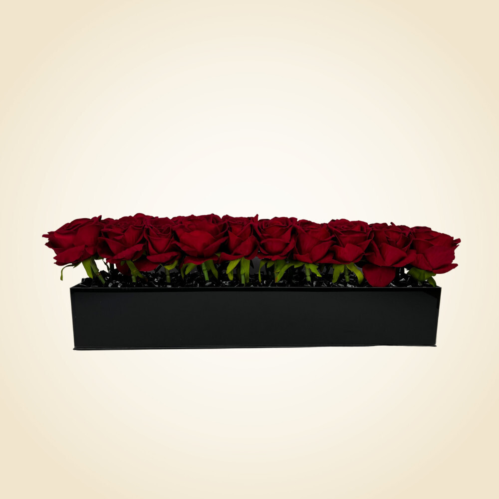 24&quot; Black Mirror Vase with Red Roses