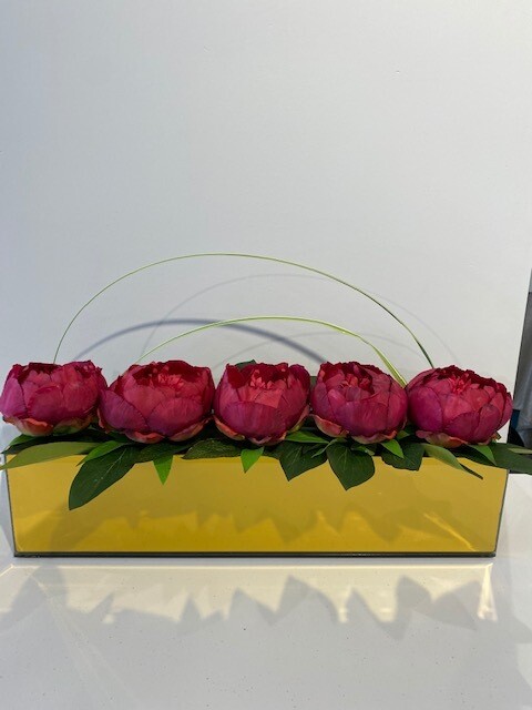 18&quot; Gold Mirror Vase with Peonies