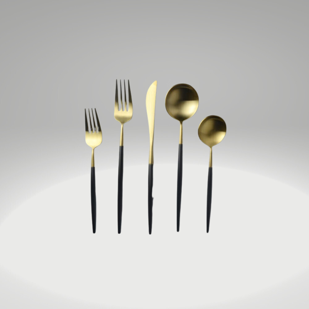 Harper Black/Gold Service of 12 Flatware