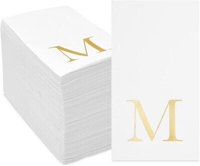 Gold Foil M Monogrammed Napkins Pack of 25