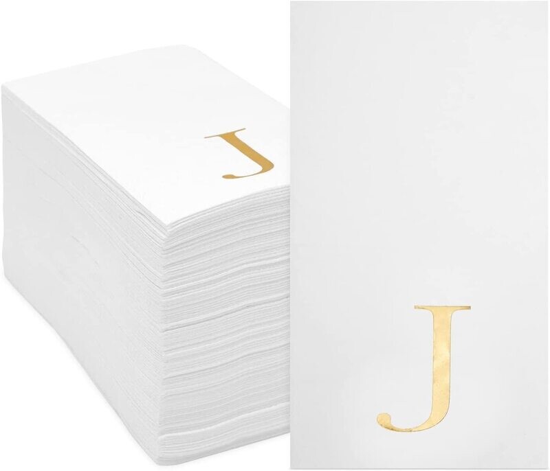 Gold Foil J Monogrammed Napkins Pack of 25