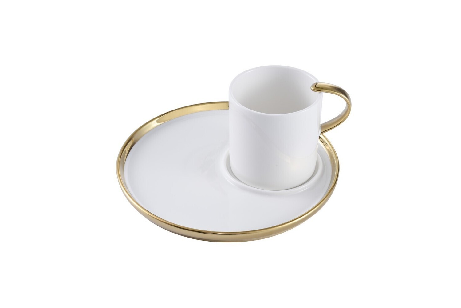 White &amp; Gold Cappuccino Cup &amp; Plate