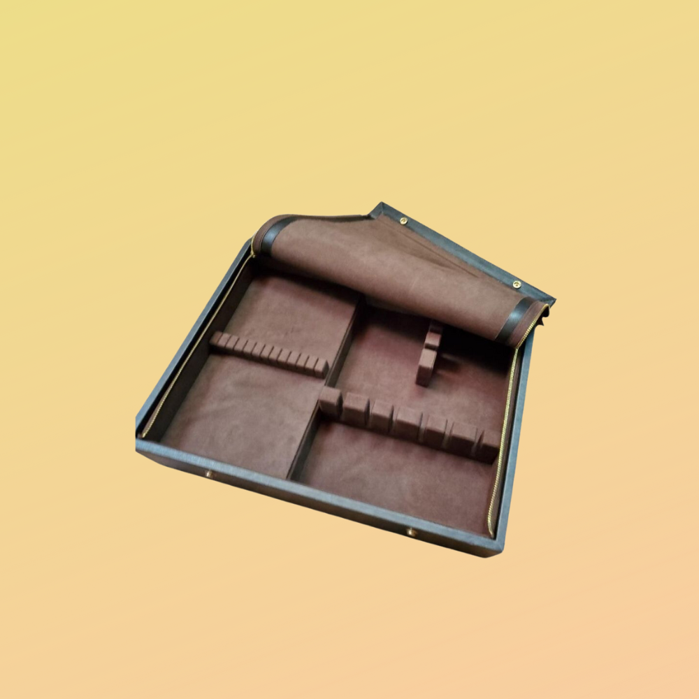 Brown Leather Flatware Chest