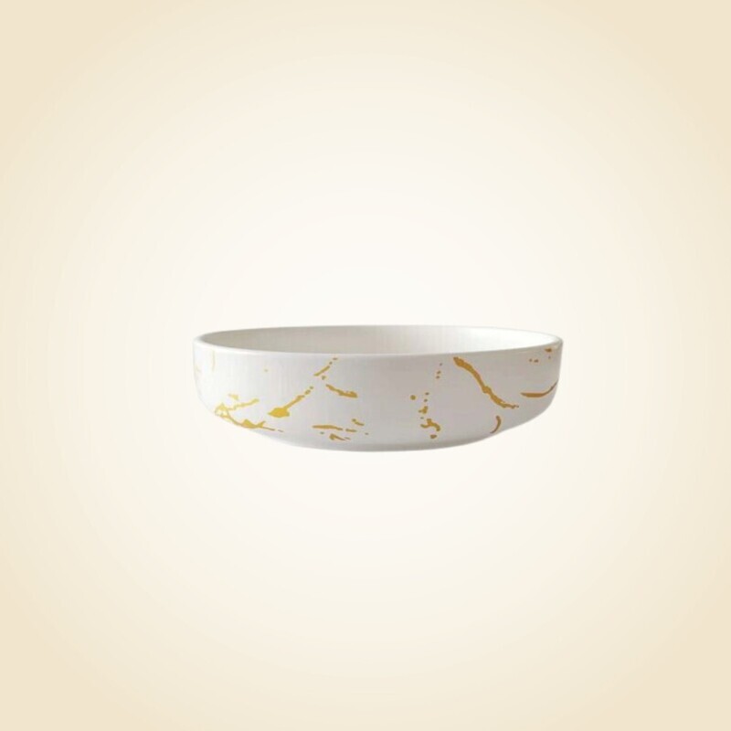 Matte White w/ Gold Marble Round Mix bowl