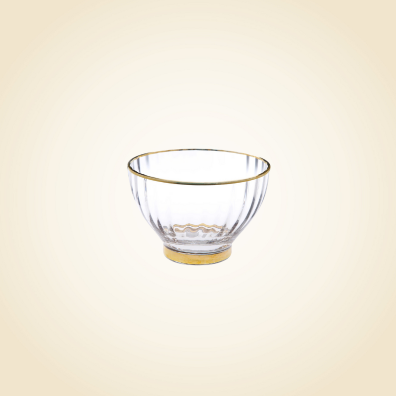 9&quot; Glass Textured Bowl With Gold Rim