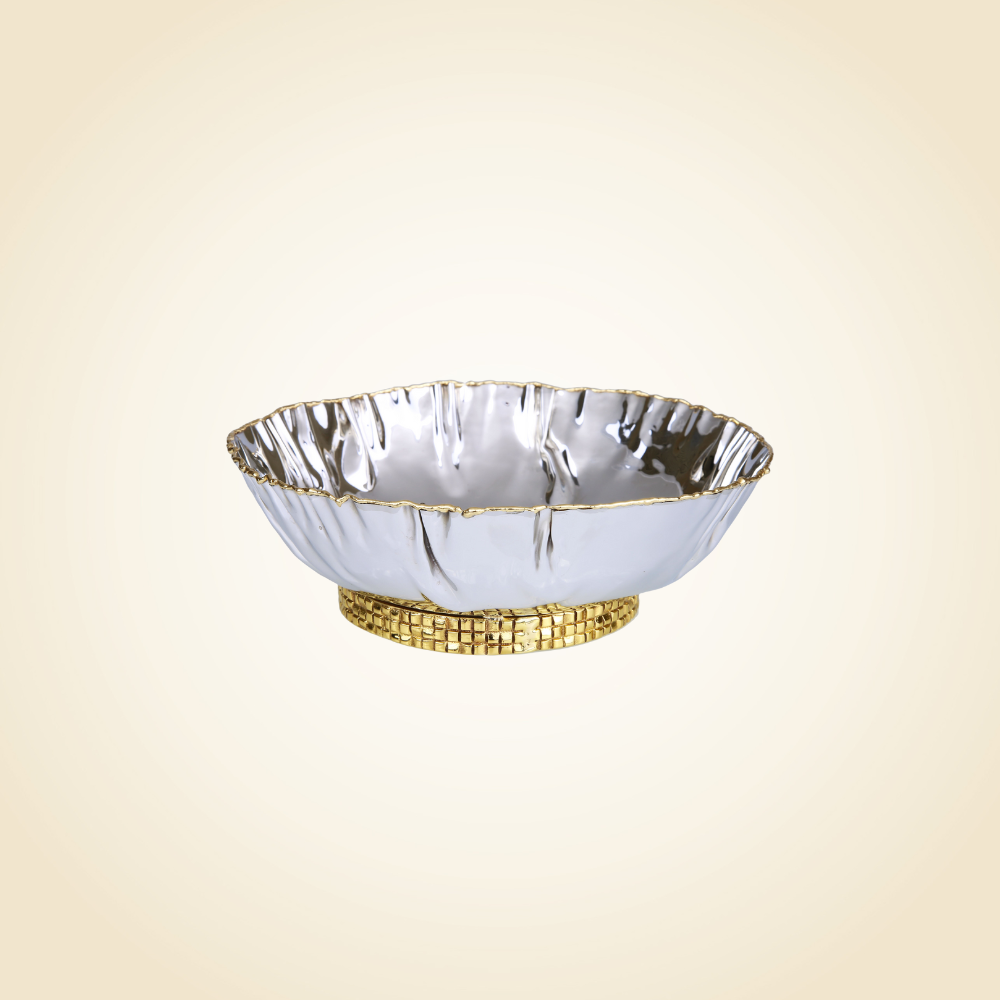 Small Crumpled Leaf Bowl with Mosaic Base