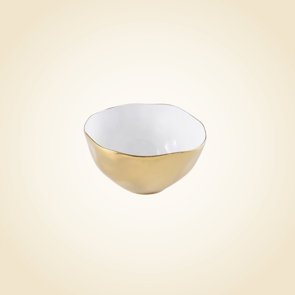 Simple Ceramic White &amp; Gold Extra Large Bowl