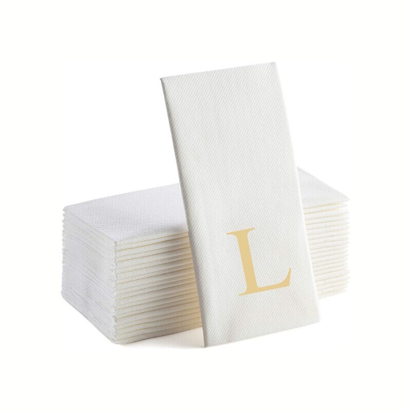 Gold Foil L Monogrammed Napkins Pack of 25