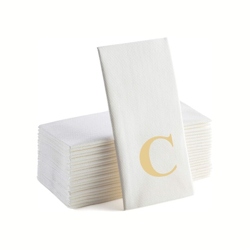 Gold Foil C Monogrammed Napkins Pack of 25