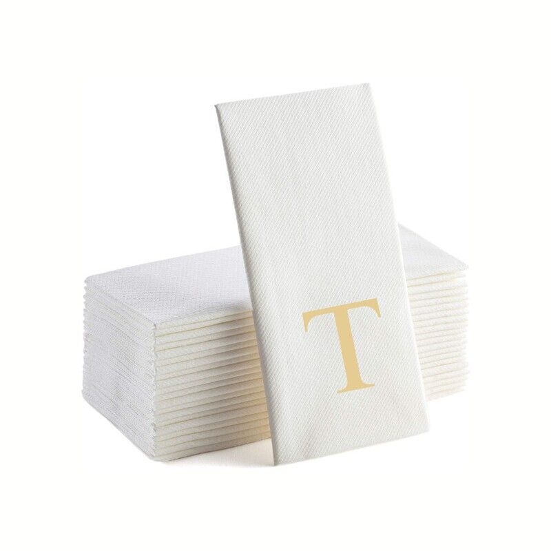 Gold Foil T Monogrammed Napkins Pack of 25