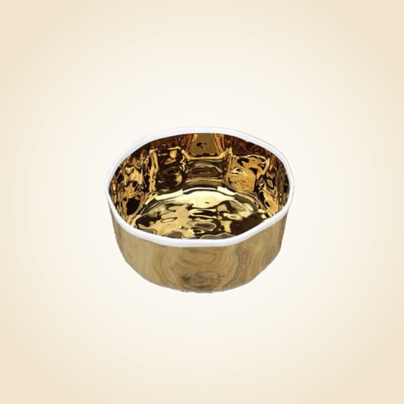 Gold Bowl With White Rim