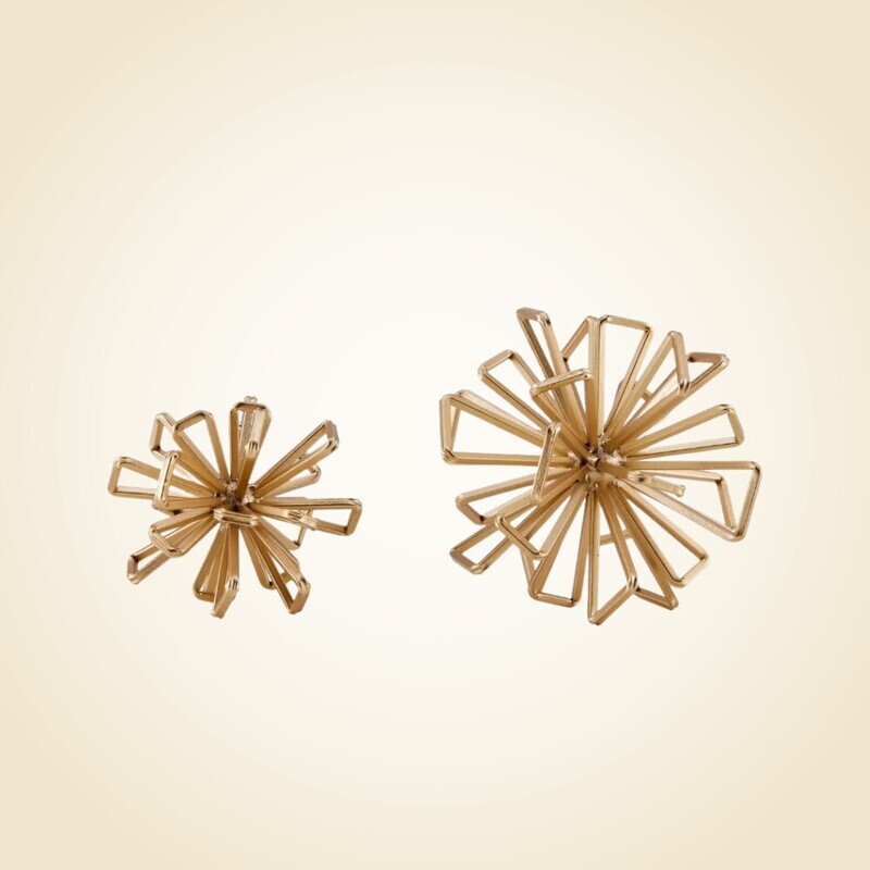 Geometric Gold Starburst Sculpture Set of 2