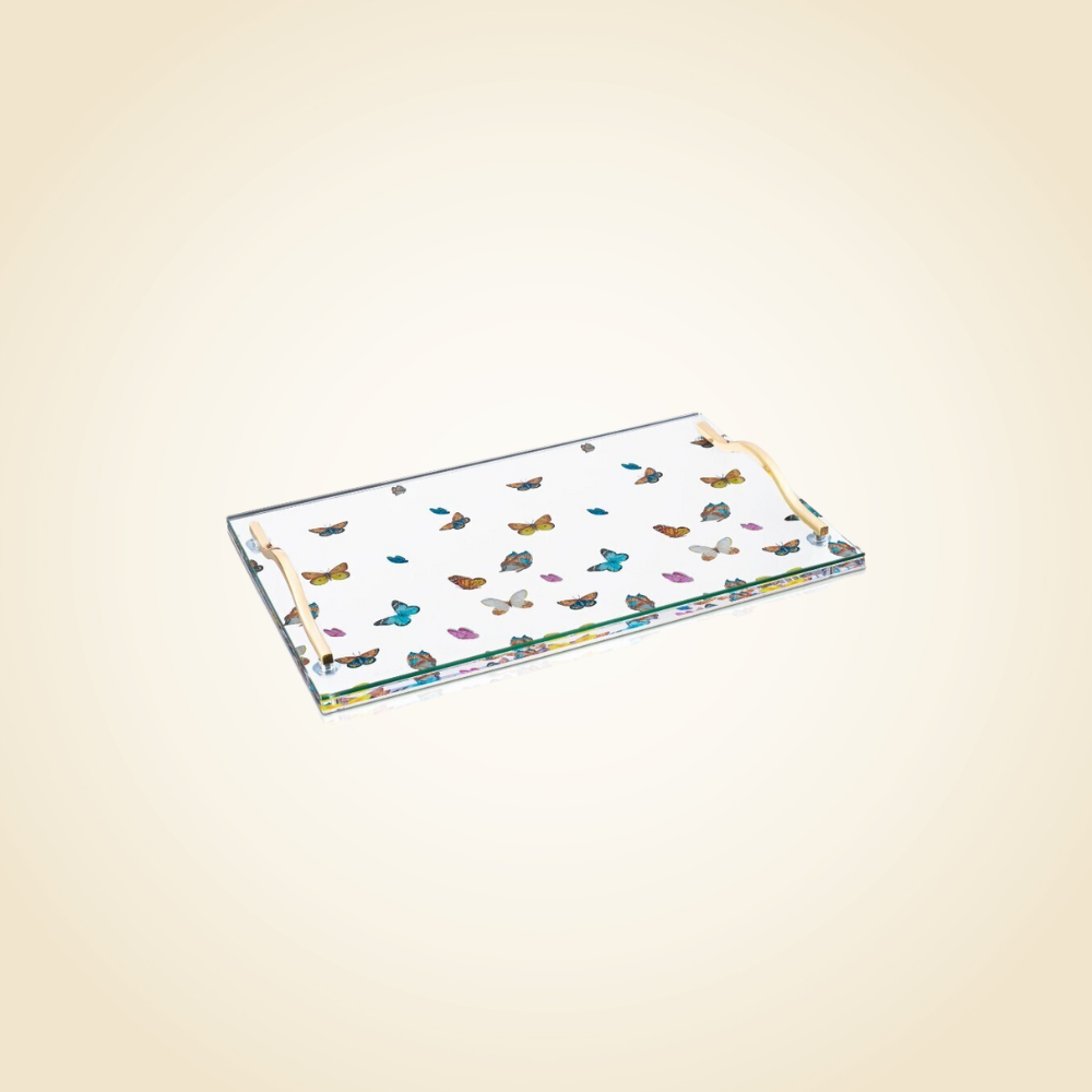 Lucite Colored Butterflies Challah Board