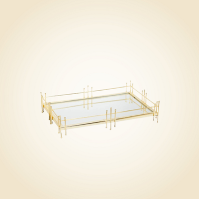 Rectangle Tray With Gold Straight Cut Design