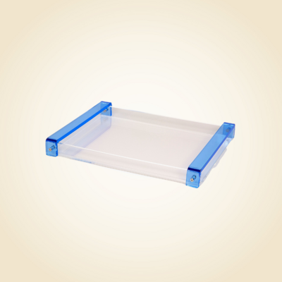 Lucite Tray With Blue Handles
