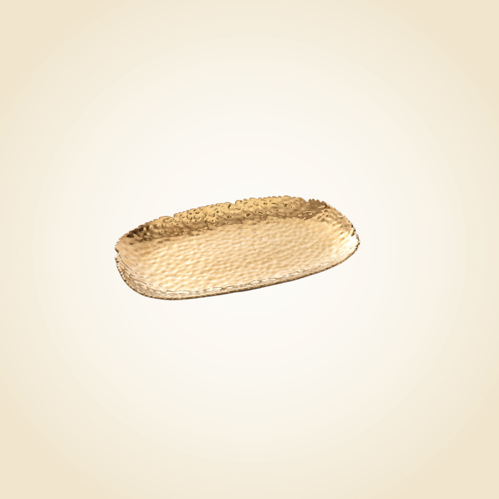 Large Rectangle Gold Ceramic Tray