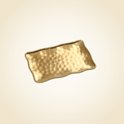 Ceramic Gold Beaded Rectangle Platter