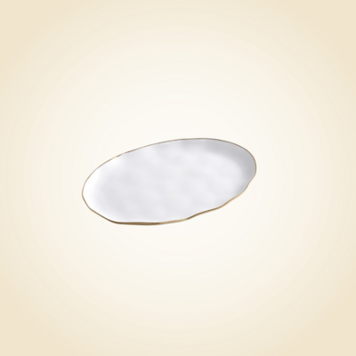 Simple Ceramic White & Gold Oval Platter
