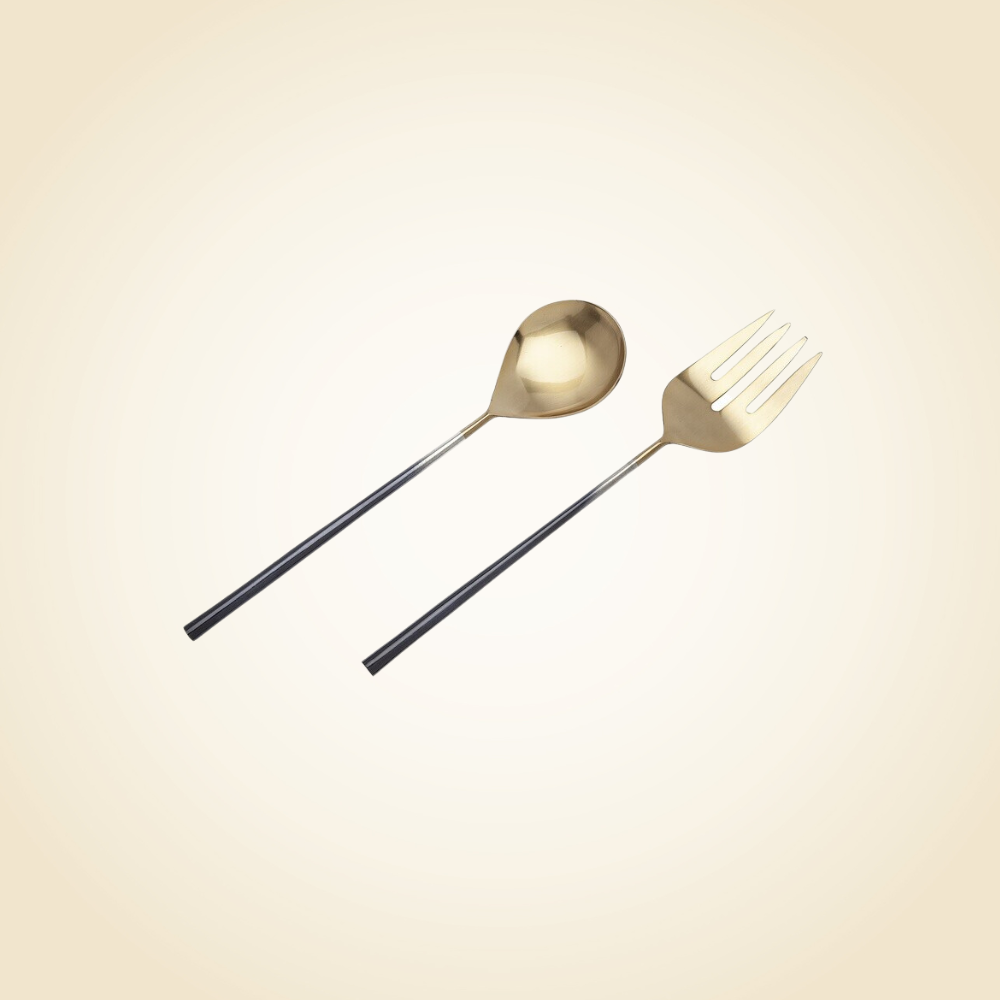 Ombre Black &amp; Gold Salad Servers