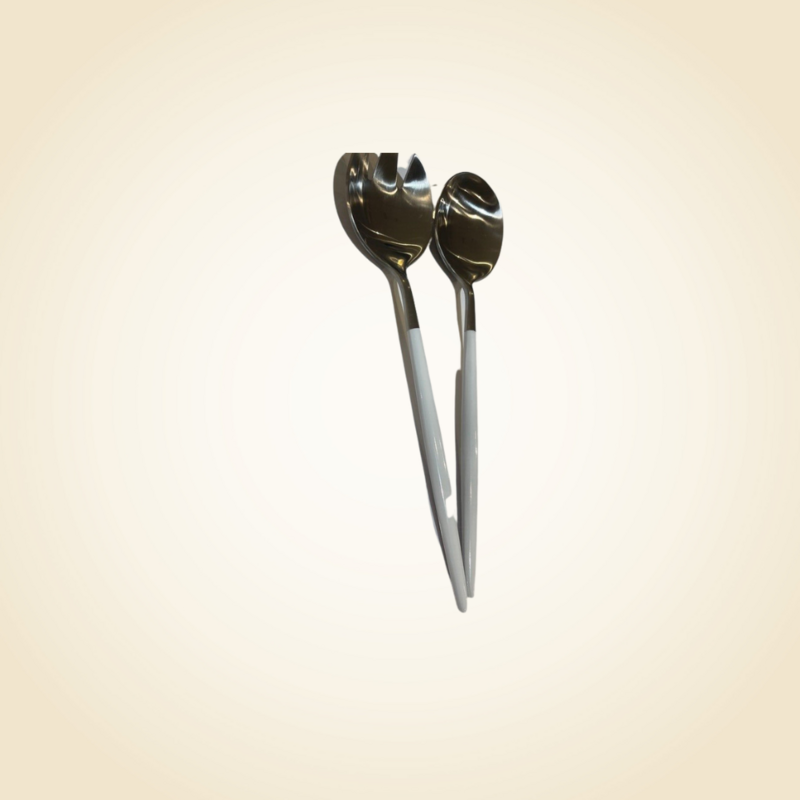 Tai Chi White &amp; Silver Serving Spoons
