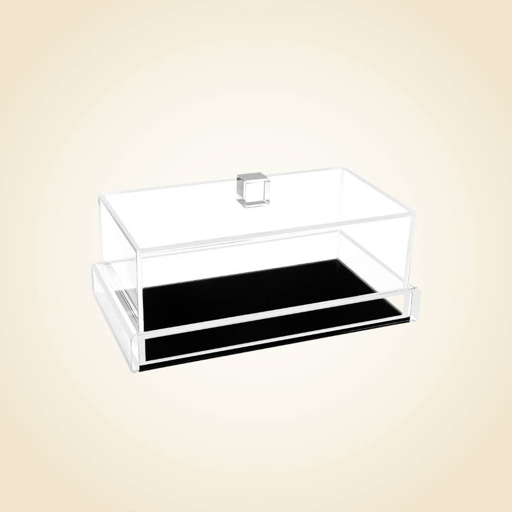 Lucite Rectangle Cake Dome With Black Base