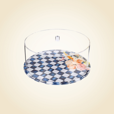 Checkered Blue Lucite Cake Dome