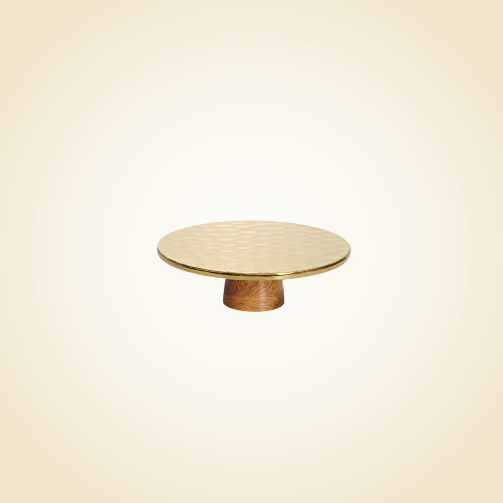 Madera Wood Gold Cake Stand