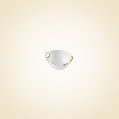White & Gold Handle Small Bowl