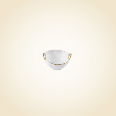 White & Gold Handle Snack Bowl