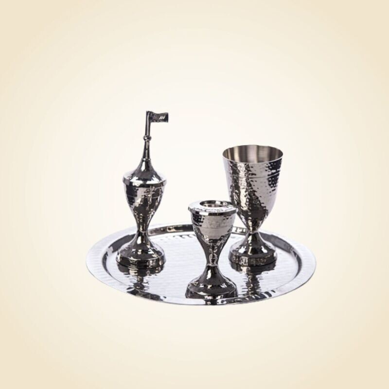 Hammered Havdala Set Nickel Plated