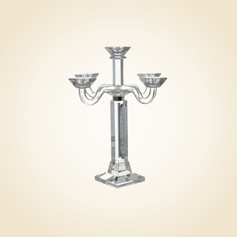 17&quot;H Crystal and SS 5 Branch Candelabra