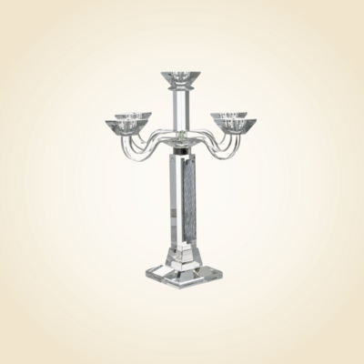 17"H Crystal and SS 5 Branch Candelabra