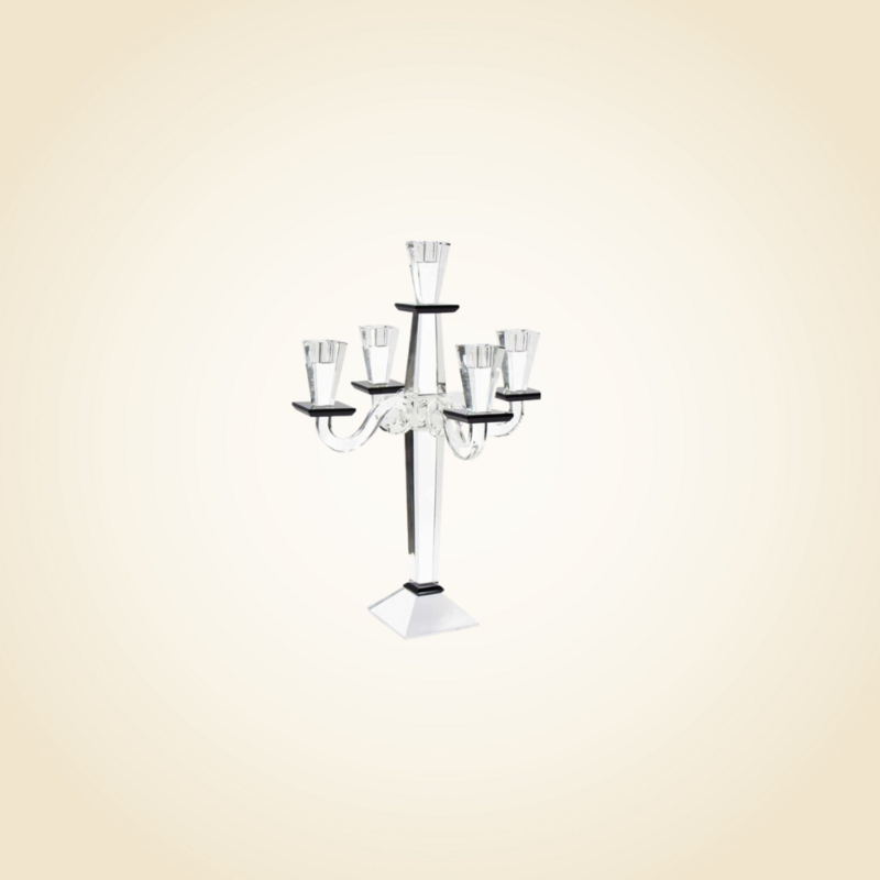 Jerusalem Crystal Black 5 Branch Candelabra