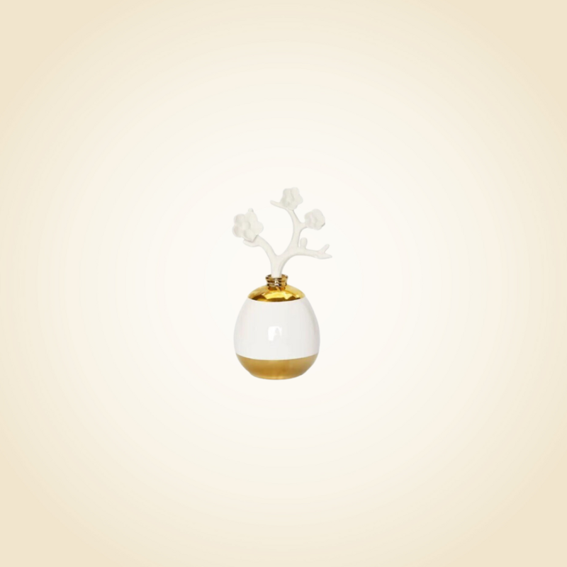 Gold &amp; White Diffuser w Dimensional Flower