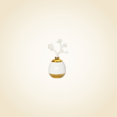 Gold & White Diffuser w Dimensional Flower