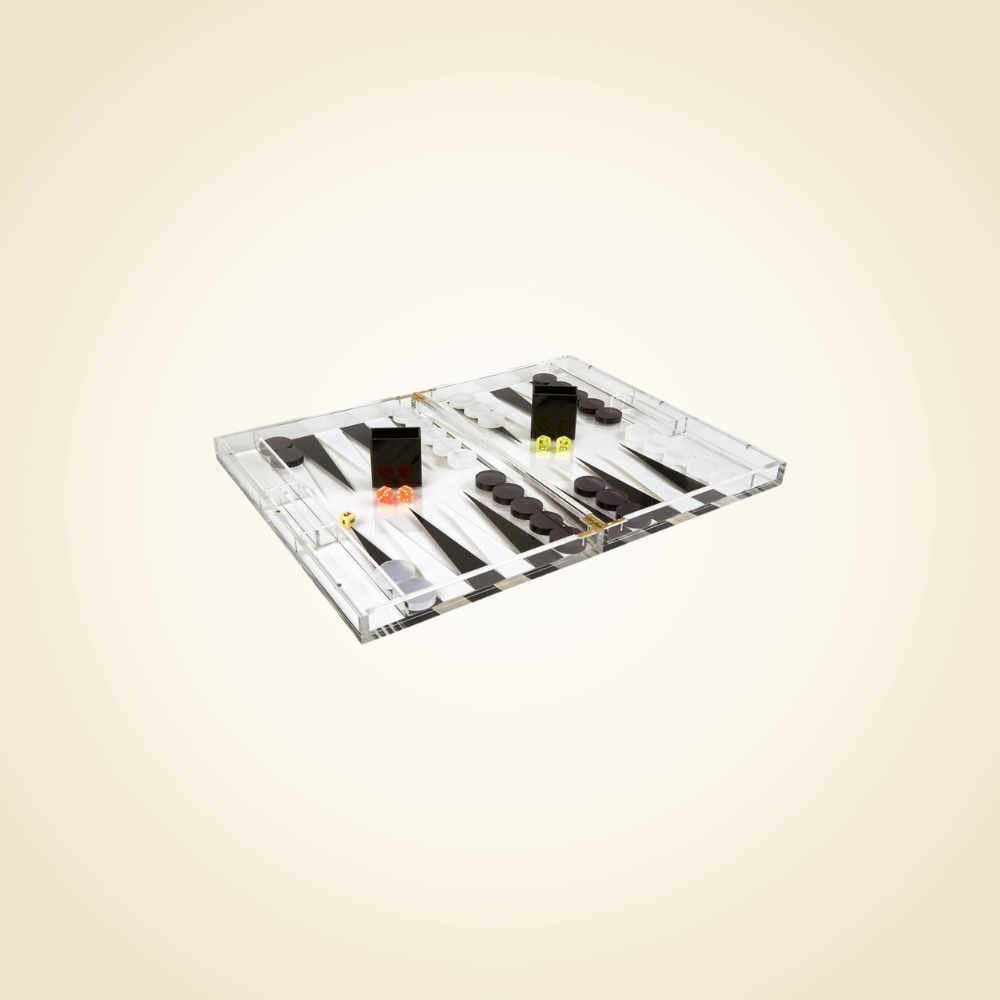14&quot; Lucite Backgammon - Black/White
