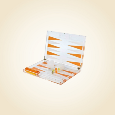 18" Lucite Backgammon - Orange /Clear
