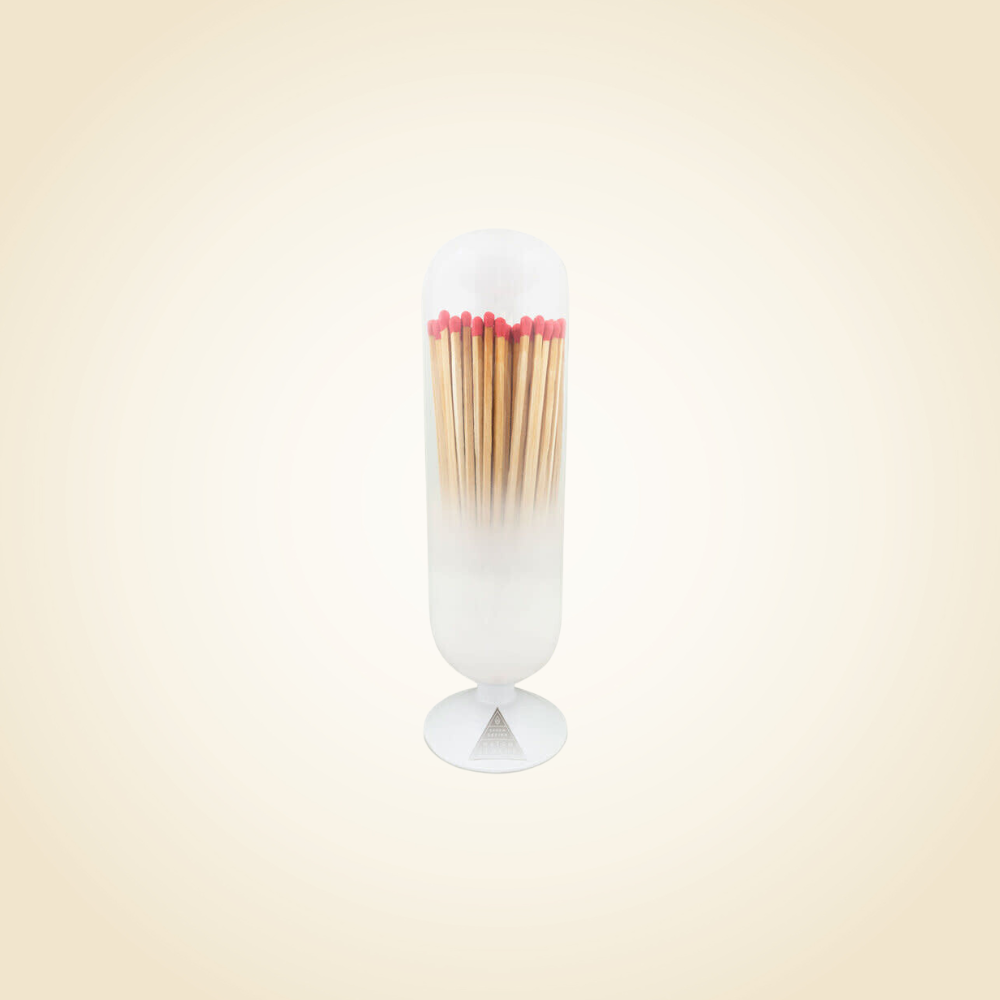 Lg Cloud White Cloche Matches w Red Tips