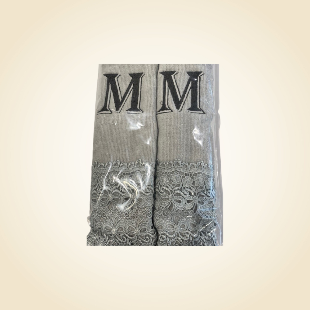 2 Charcoal Towels with Algerian Letter M