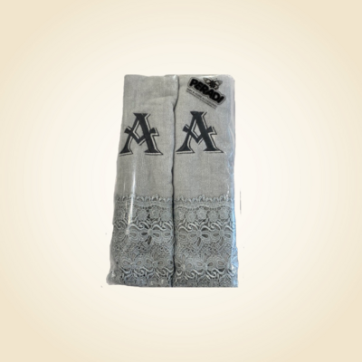 2 Charcoal Towels with Algerian Letter A