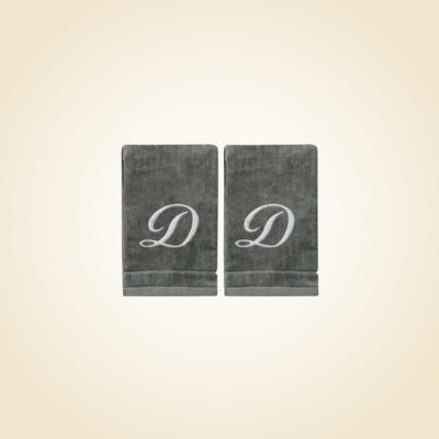 2 Dark Gray Towels with Silver Letter D